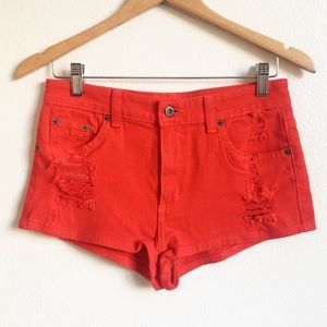 LF CarMar Orange distressed shorts size 27